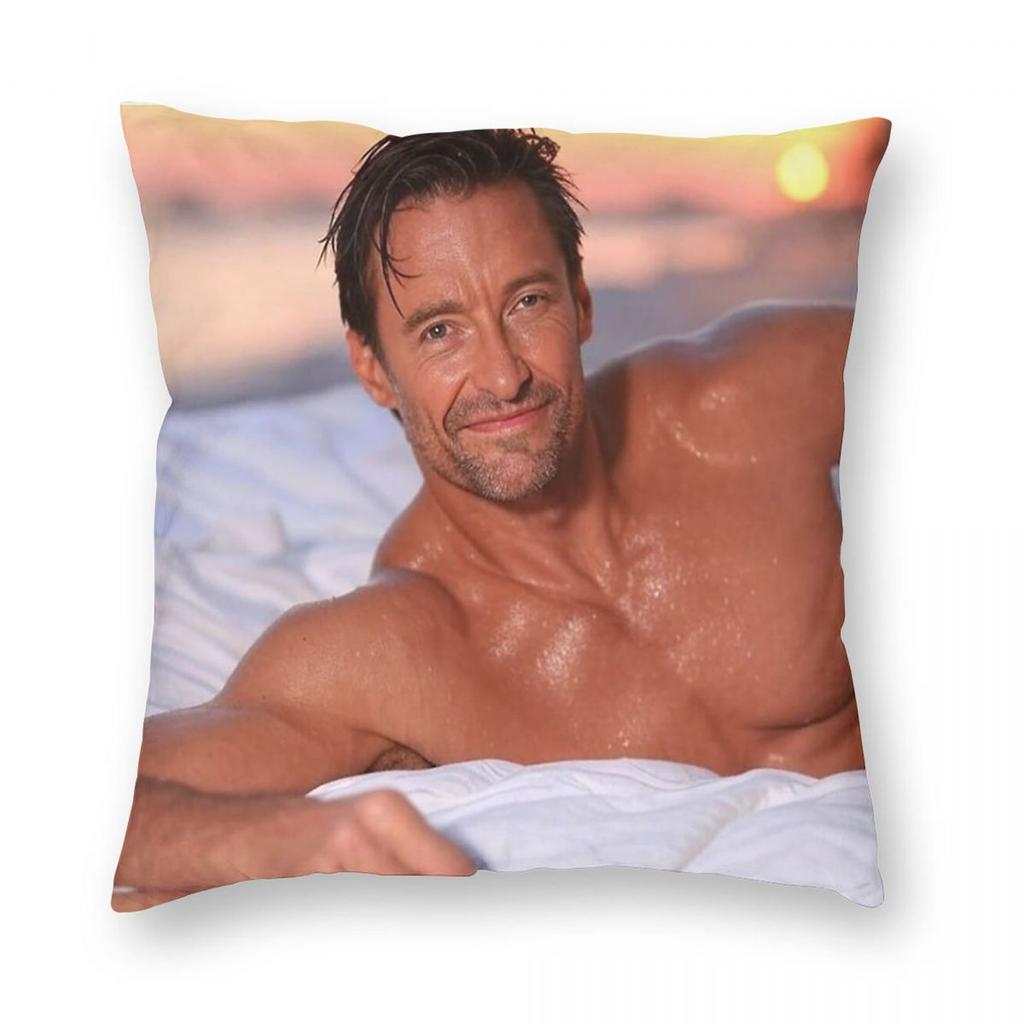 Hugh Jackman Relaxes Bed Pillowcase Polyester Linen Velvet Pattern Decorative Throw Pillow Case Sofa Seater Cushion Cover X