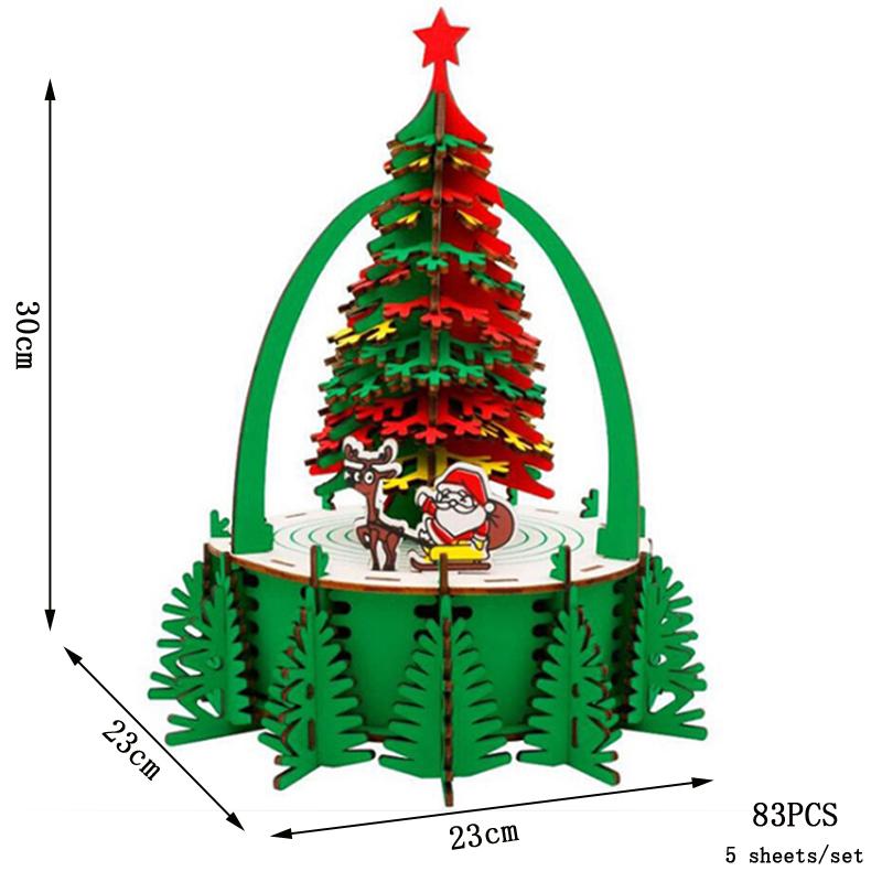 3D Wooden Puzzle Ferris Wheel Model Diy Assembly Kits Carousel Toys For Children Girls Christmas Tree Gift Home Room Decoration