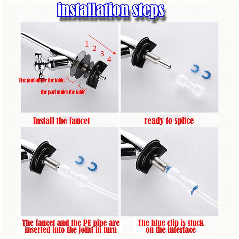 Rotatable Sink Faucet Connect Reverse Osmosis Faucet 1/4 Inch Tainless Steel Kitchen Water Faucet 2Heads Drinking Tool