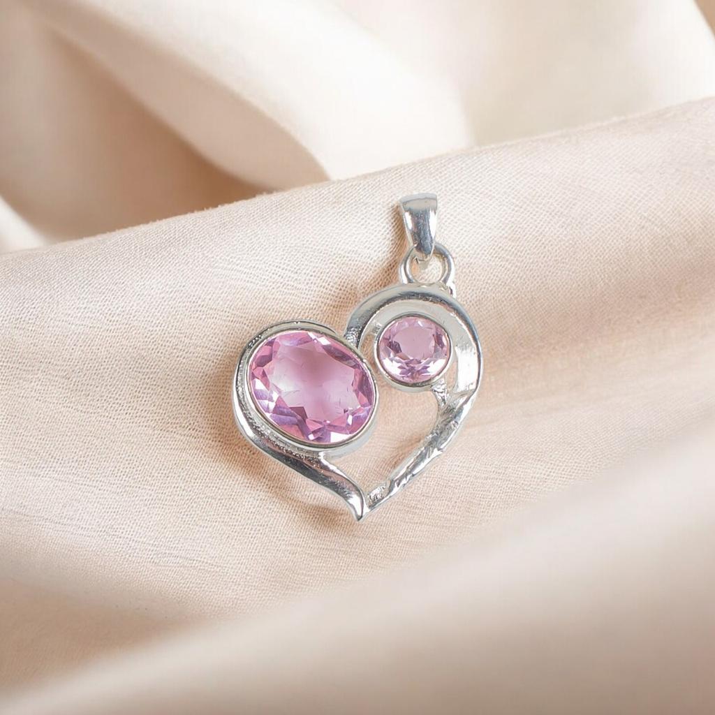 Morganite Gemstone 925 Stamped Silver Jewelry Fashionable Pendant For Engagement CP-3-10