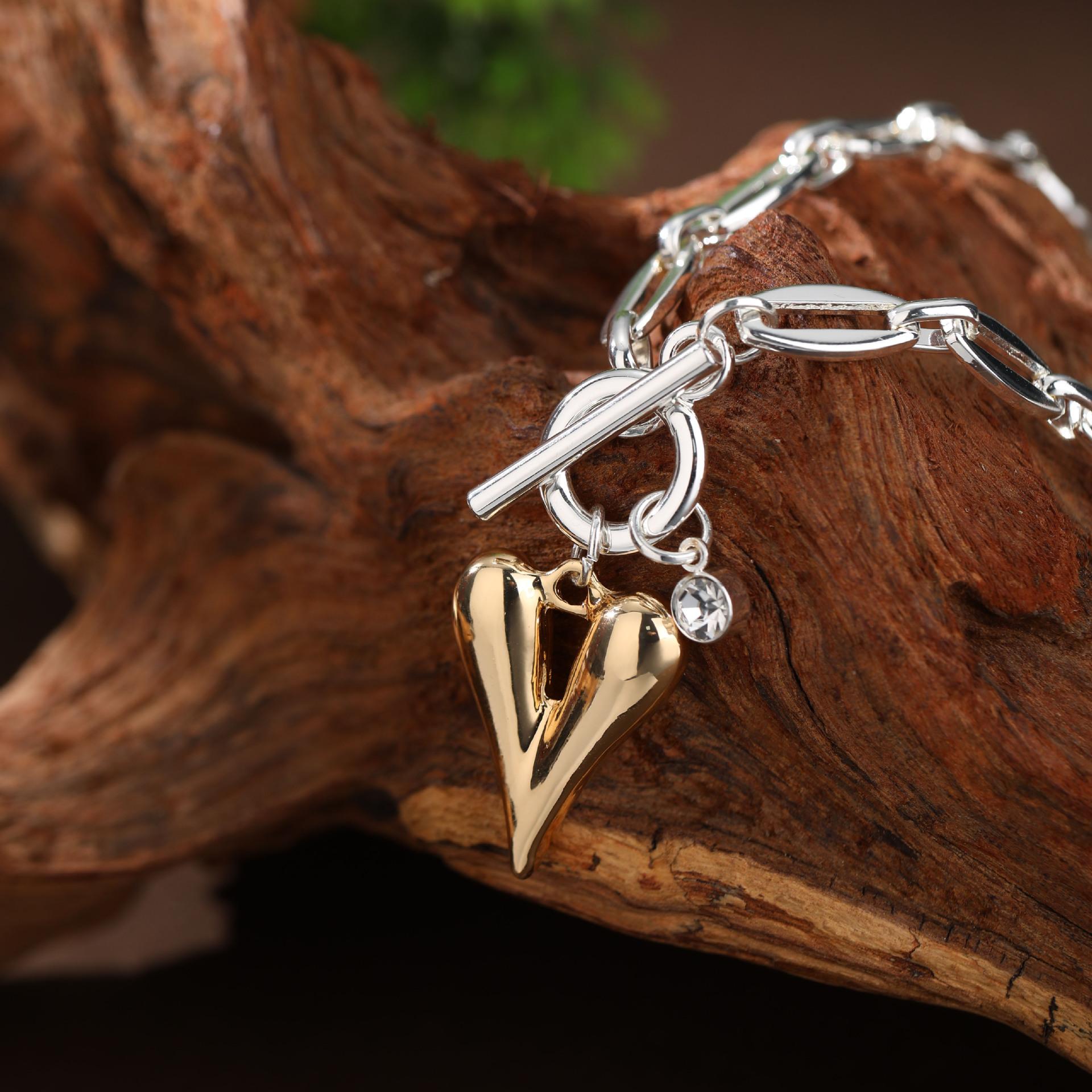 

Новая золотая глянцевая любовь OT пряжка маленькая подвеска, женское простое глянцевое ожерелье с сердцем