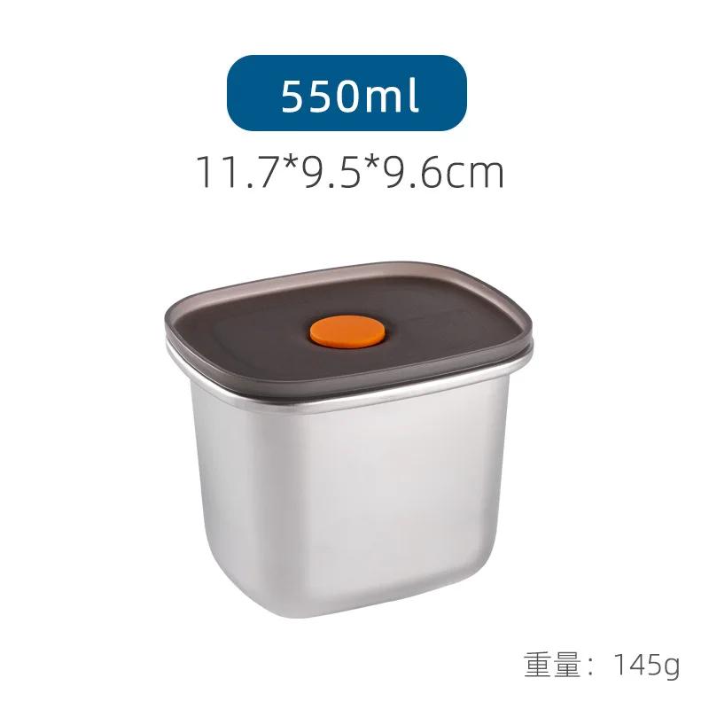 250ML/600ML/1000ML 304 Stainless Steel Bento Lunch Box with Lid Food Containers Fresh-keeping Box Home Leak-Proof Storage Box