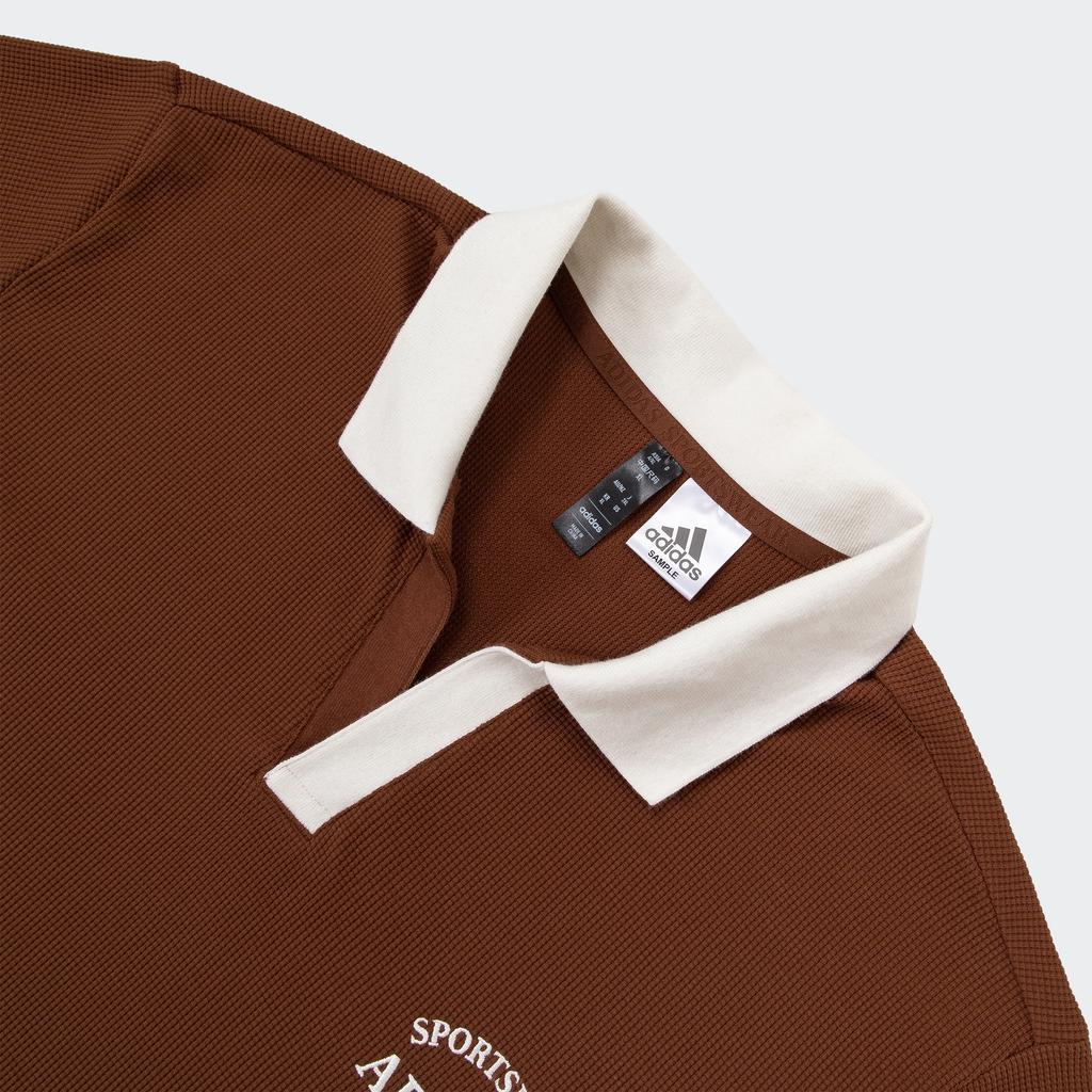 Adidas Pánské polo tričko s potiskem abecedy, slim-fit, pohodlné, s krátkým rukávem, hnědé, han-bílé, JD0332