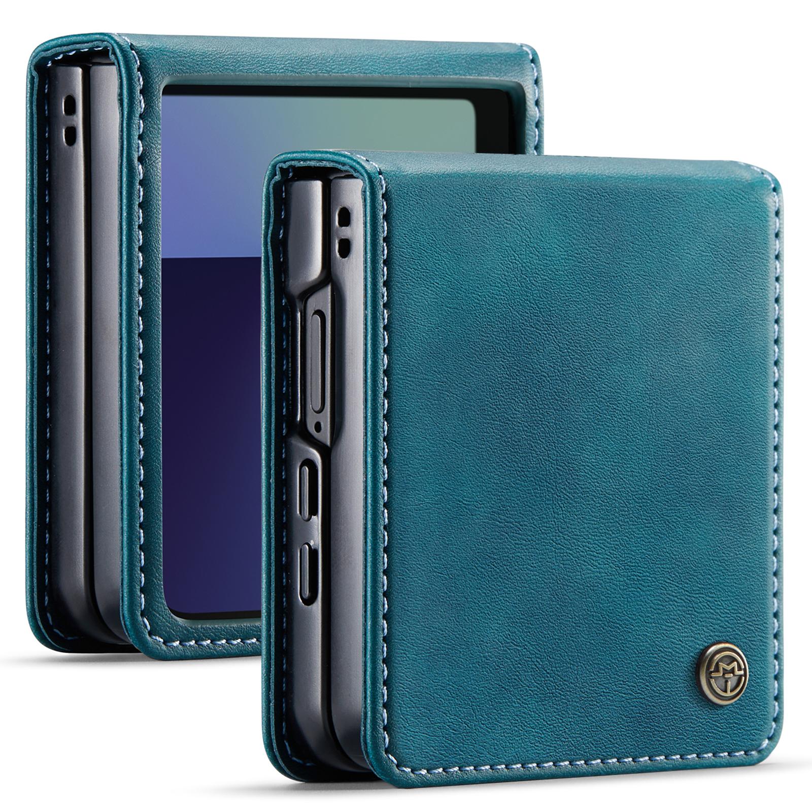 

Ультратонкий шкіряний чохол-книжка для Samsung Galaxy Z Flip 7 Capa Протиударний чохол Funda For Galaxy Z Flip 7 синій