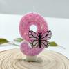 Pink Butterfly Princess Birthday Number Candles - Individually Packed and Creative Party Decorations