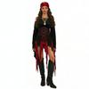 Halloween Pirate Medieval One-Shoulder Dress with Retro Metal Ring Belt and Bell Sleeves