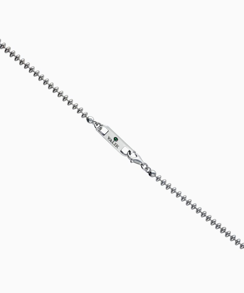Valik [925 Silver] No.90 Green Tag Oval Ball Chain Bracelet