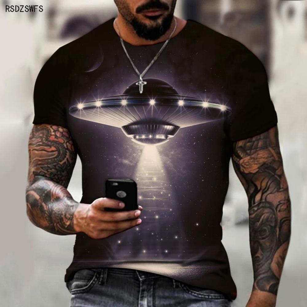 Science Fiction UFO Raumschiff Weltraum Technologie Persönlichkeit Trend Herren Sommer 2021 Neues Oversize T-Shirt