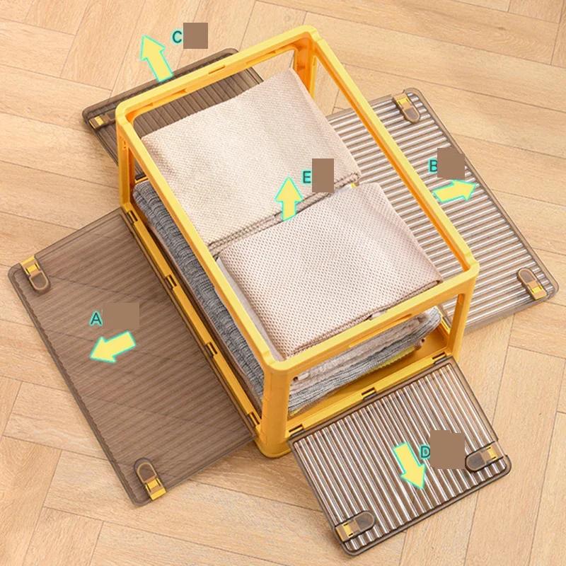 Foldable Plastic Storage Box Stackable Dormitory Fully Open Large Capacity Storage Box Thickened Toy Sundries Organizer Boxes