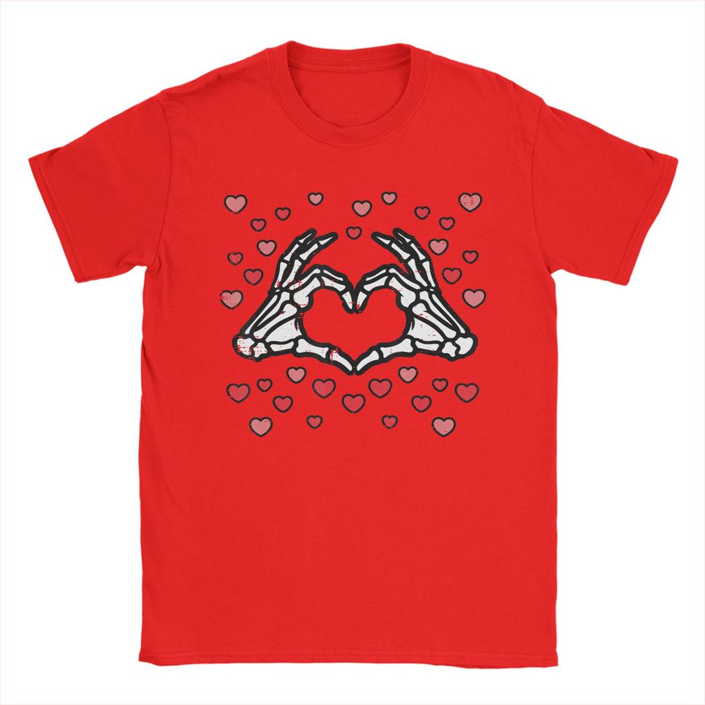 Vintage Valentines Day Skeleton Hand Heart TShirt Unisex Crewneck Cotton T Shirts Short Sleeve Tee Shirt 4XL 5XL Clothing