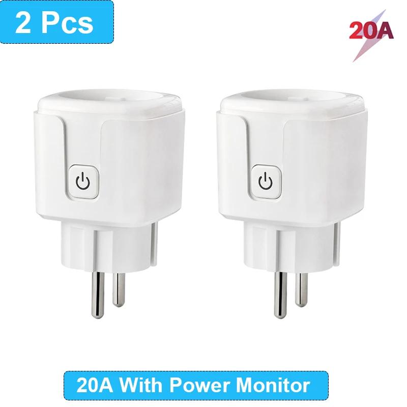 1/4PCS Smart Plug WiFi Socket EU 16A/20A Power Monitor Timing Function Tuya SmartLife APP Control Work with Alexa Google Home