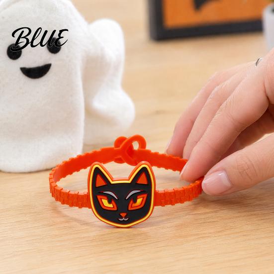 Adjustable Halloween Bracelets 2PCS Cartoon Bracelets Ghost/Pumpkin/Black Cat/Skull/Witch/Little Devil Shape Cute Witch And Skeleton Wristbands Soft