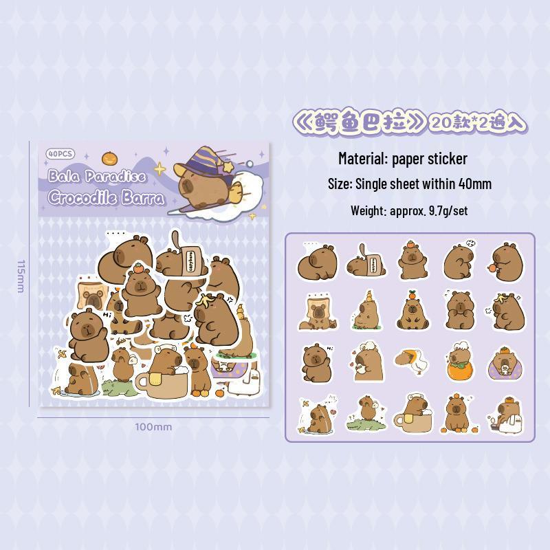 Capybara Paradise Cartoon Sticker Pack: Cute Journaling Stickers for Kids and Girls