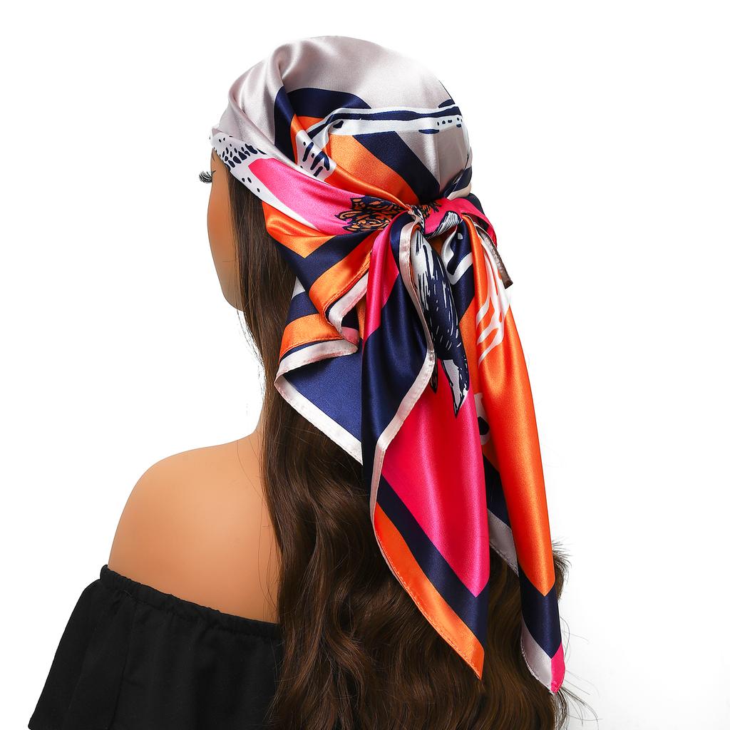 Silk Scarves Women Luxury Brand Summer Fashion Designer Head/Hair Scarf 90*90cm Hijab Bandana Cheveux Foulard Femme 90X90CM