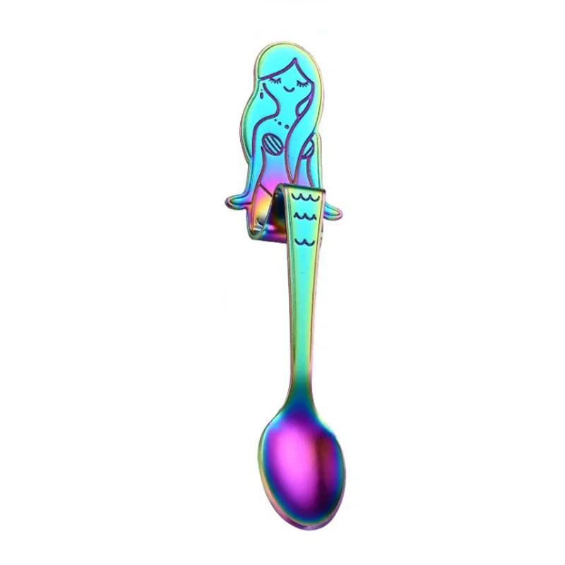 Hanging Mermaid Coffee Spoon for Dessert, Ice Cream, Drinking, Milk Tea - 304 Stainless Steel Kitchen Tableware