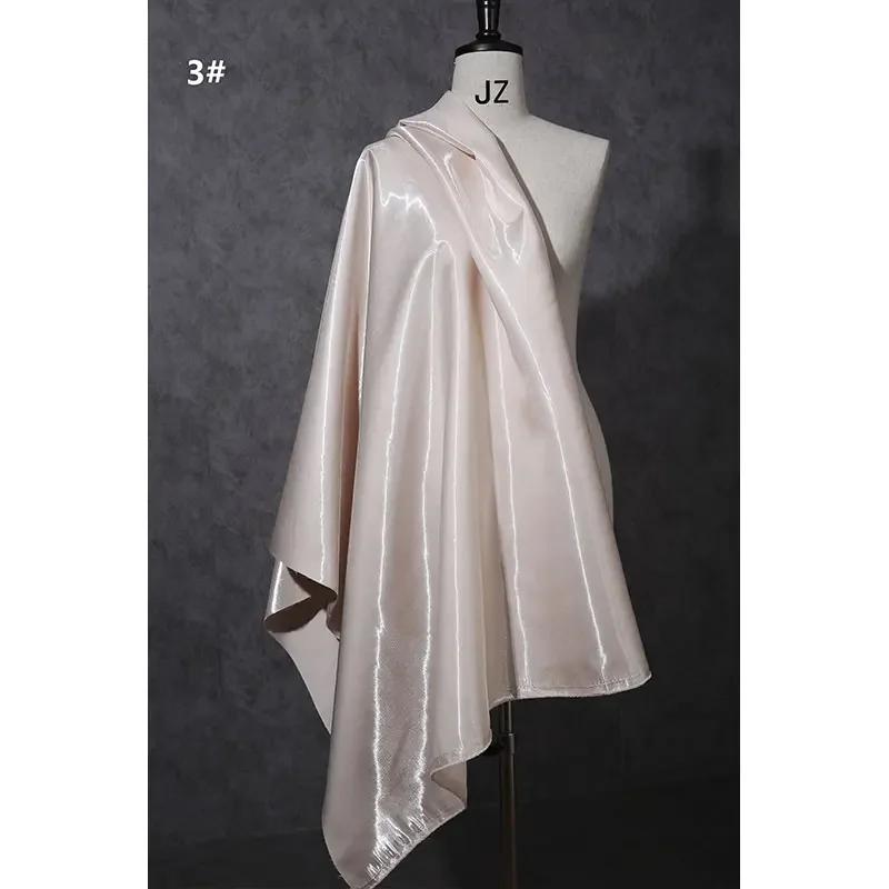 150Cm Wide Luxury Glossy Metallic Liquid Satin Fabric Galaxy Shiny Cloth Crafts for Fashion Designer Show Dress Comfort Material