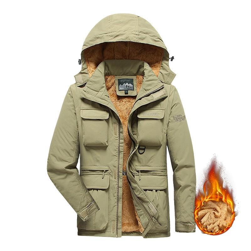 Men's Detachable Windproof Sleeved Hooded Padded Jacket Suitable for Winter Outdoor Activities Casual Waterproof Multi Pocket Jacket Vest