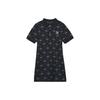 MLB New York Yankees Plaid Pattern Polo Collar Casual Sports Versatile Retro Short Sleeve Dress Women dresses Black 3FOPM0533-50BKS