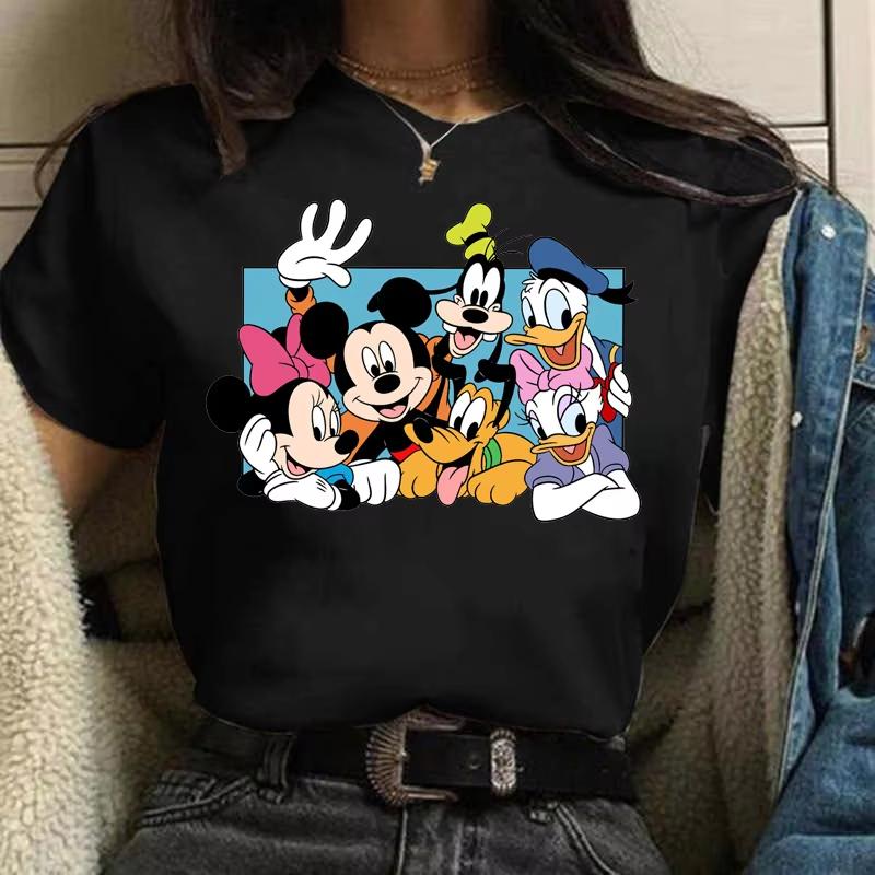 2025 New Popular Kawaii Disney T-shirt Cartoon Women Disney T-shirt Fun Top Fashion Women's T-shirt
