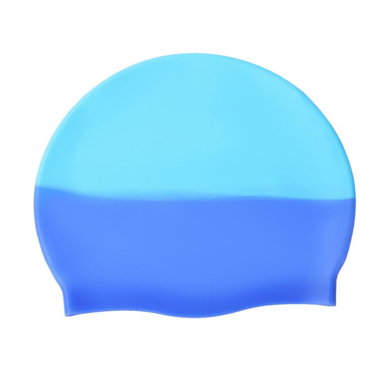Gradient Color Silicone Swim Cap, Waterproof Elastic Swimming Cap for Adults and Kids