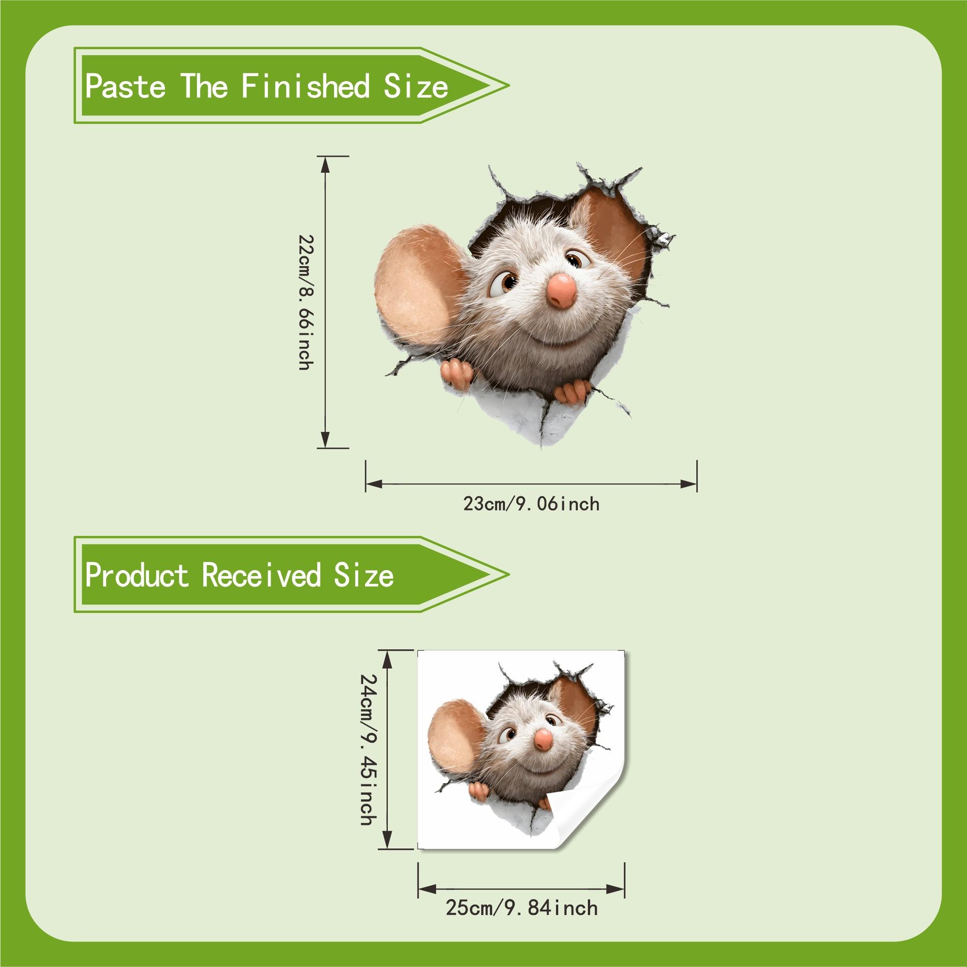 

3D Mouse Breaking Through Wall Toilet Sticker, Self-Adhesive Removable Funny Bathroom Decor for Toilet Seat Wall Decoration 25x25cm