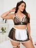 Costume de soubrette sexy en dentelle résille grande taille