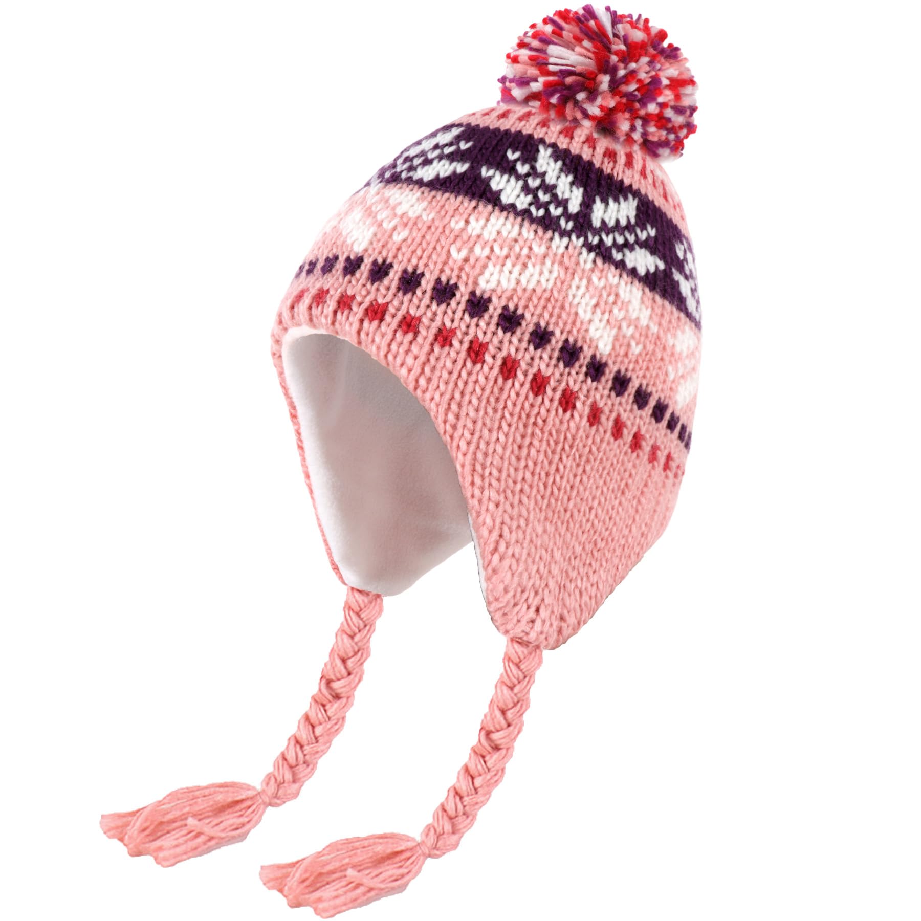 

Вязаная шапка для детей Шапка с ушками Вязаная шапка с боа холод тепло игра в детей [KQueenStar] - отвороты, отвороты, зима, ушки, помпон,