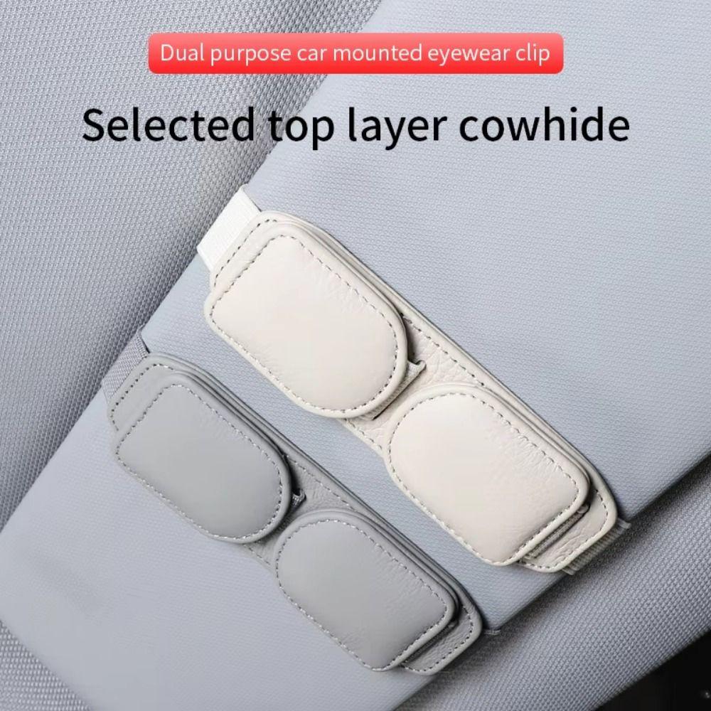 Multifunction Ticket Card Clip for Car Durable Leather Car Eyeglasses Storage Clip  Ticket Clip