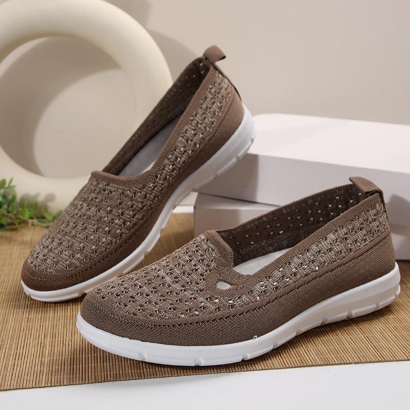 Fashion Flat Single Shoes Summer New Round Head Deep Mouth Mesh Fabric Soft Sole Anti-slip Wear-resistant Low Top Shoes