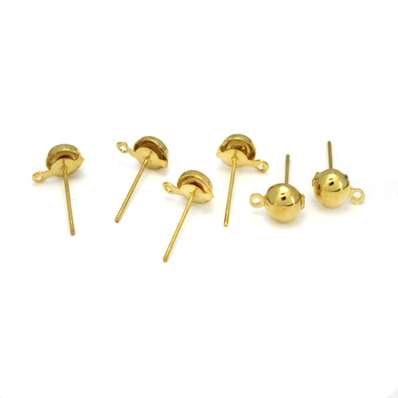 30Pcs 4MM 6MM Stainless Steel Round Ball Earrings Stud Post with Loop Fit Women DIY Earring Jewelry Making Craft Accessories