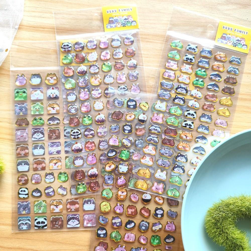 

4-Штучний Набір DIY Пухнастих Тварин Родини Голови Кристалічні Епоксидні Смоляні Наліпки Декор для Чохлів Телефонів Ноутбуків Магазин BulingBulingStickers