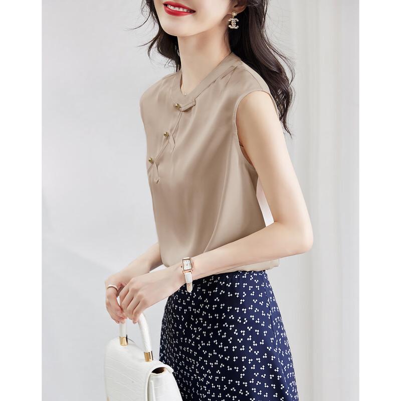 Demana Elegant Sleeveless Retro Button-Down Shirt L