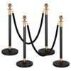 VEVOR Stanchion Post, 4 Pcs Crowd Control Barrier Set with 2 Black Velvet Ropes