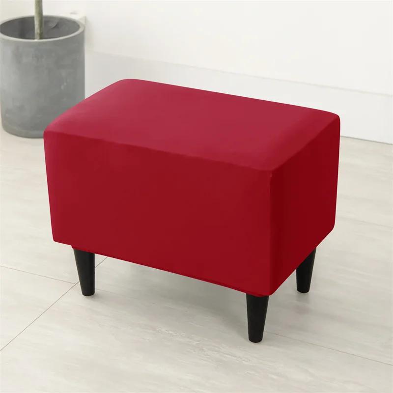Solid Color Footstool Cover Stretch Cheaper Spandex Footrest Covers Elastic Non Slip Relax Foot Stool Slipcovers for Living Room