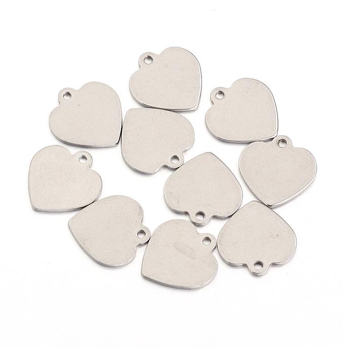 LOULEUR 10pcs Stainless Steel Metal Heart Shape Connectors For Bracelets Pendants Blank Diy Charms Jewelry Makings Findings
