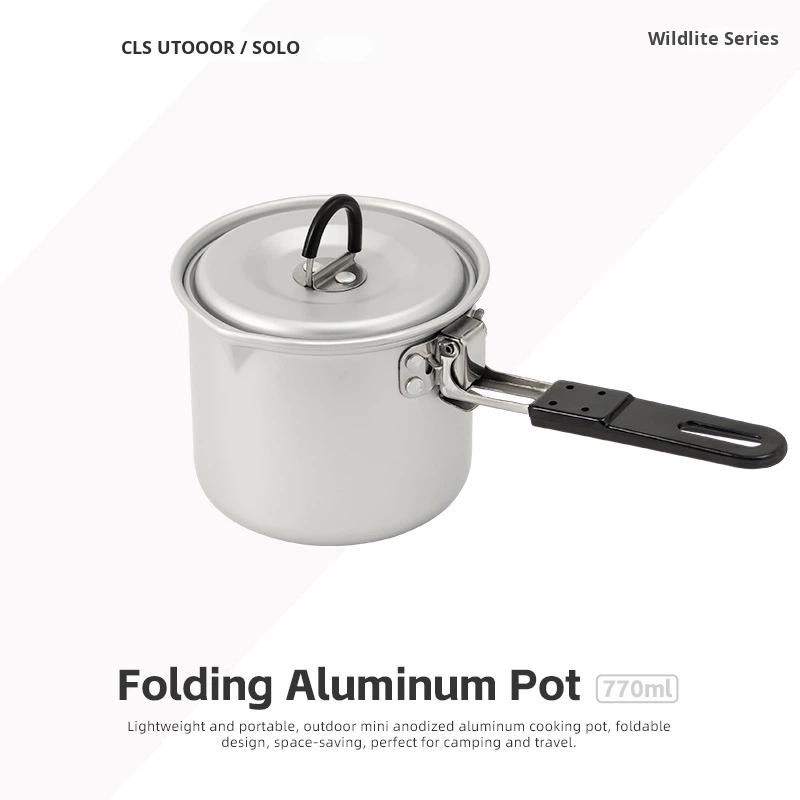 Small Aluminum Folding Anodized Milk Pot Outdoor Mountain Camping Portable Barbecue Boiling Water Brewing Tea Coffee Cookware