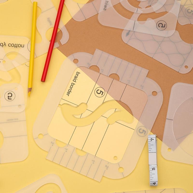 13 Pcs Frees Motion Quilting Template Set Acrylic Ruler Quilting Stencil Sewing Ruler Quilting Ruler for Quilting
