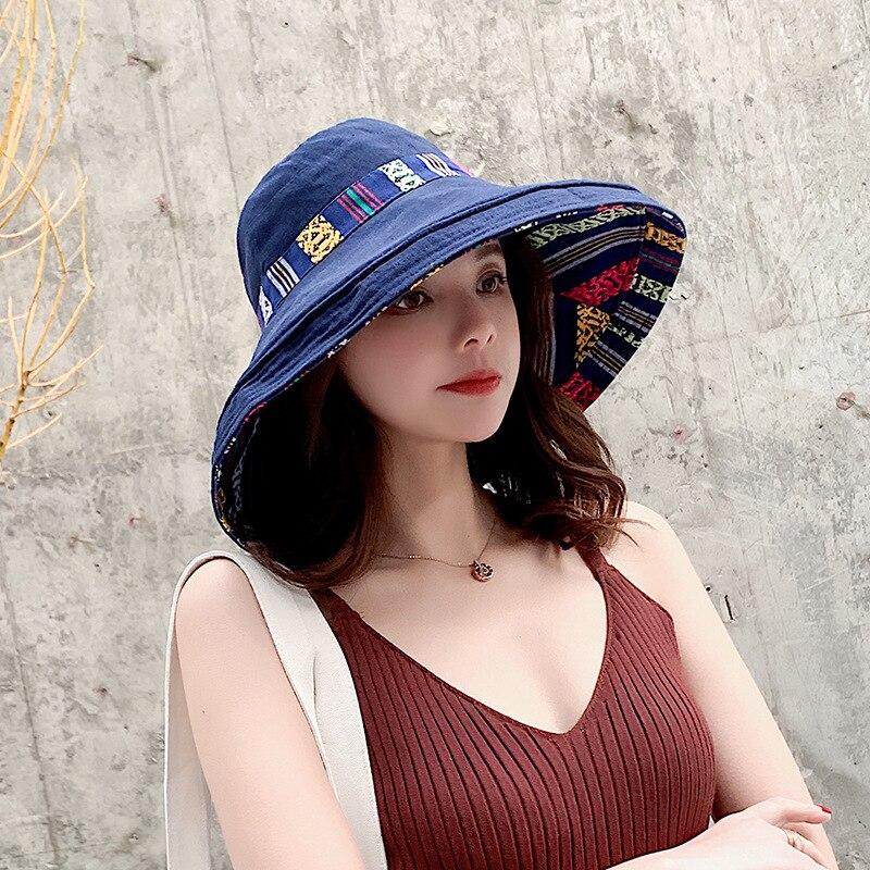 Hat Women Bucket Hat Fashion Allmatch Four Seasons Big Brim Panama Basin Cap Doublesided Fisherman Hat Women Sun Hat