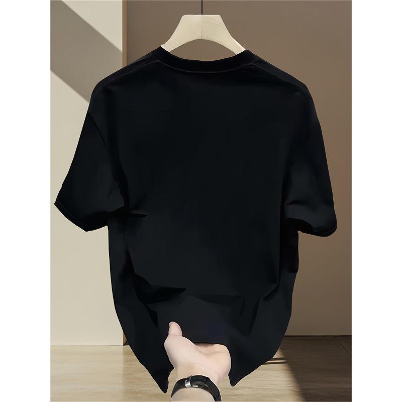 Fashion Printed Short-sleeved T-shirt for Men in Summer Heavy Pure Cotton Printed Versatile Tops for Men