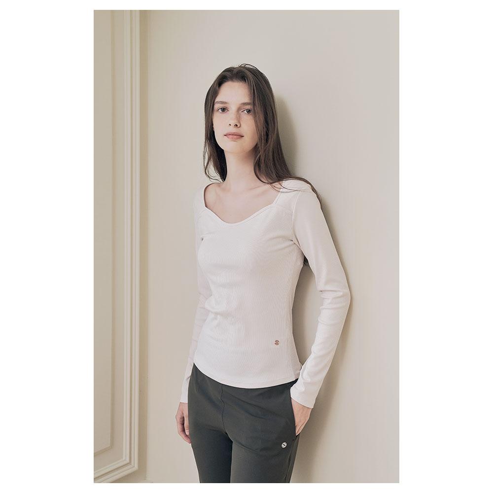 HUIT Heart Neck Long Sleeve Tee Htwtl2K04T