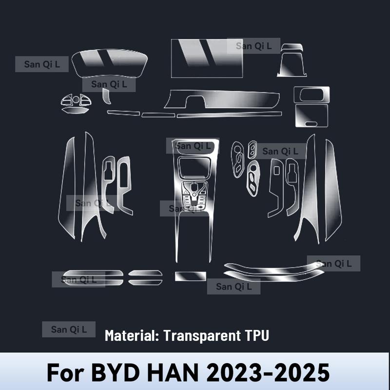 Transparent TPU For BYD HAN  2024 2025 Car Center Console Media Dashboard Navigation Anti-scratch Protector Interior Film