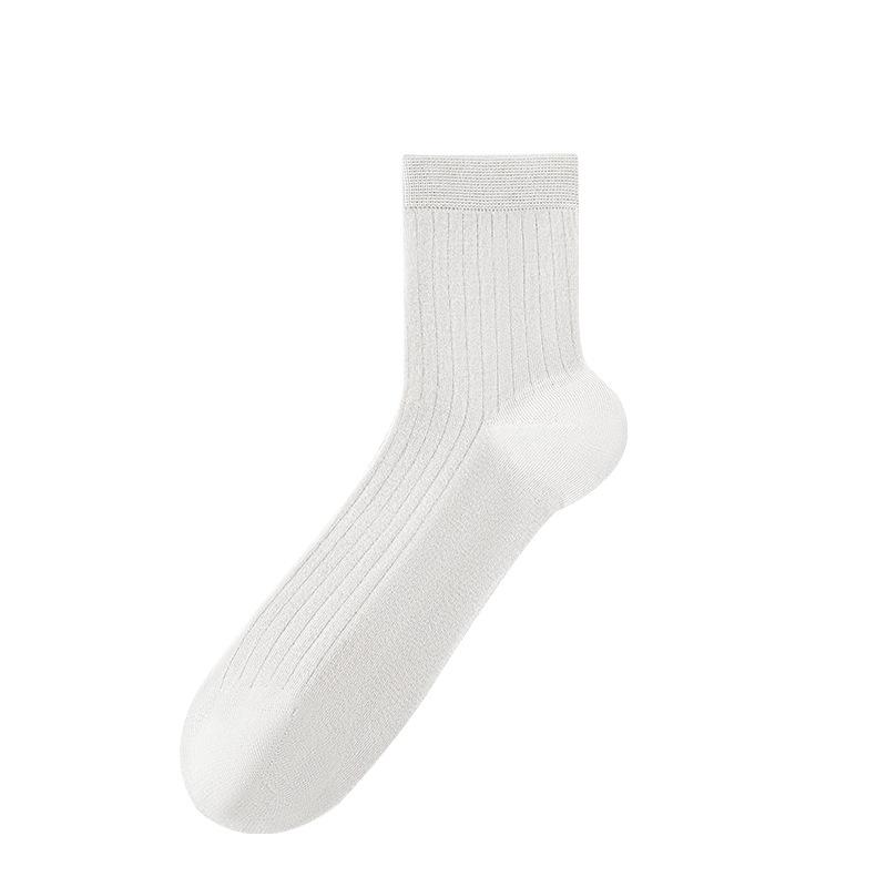 

Men s Summer Thin Pure Color Sweat Absorbing Breathable Cool Feeling Boneless Tube Socks 1 pair білий