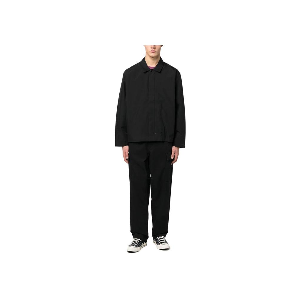 Nike Solid Color Logo Print Polo Long Sleeve Jacket Men jackets Black DQ4290-010