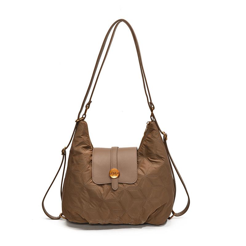 

Тенденційна багатофункціональна велика сумка з алмазним діамантом у іноземному стилі, нова модна проста сумка великої місткості на одне плече та подвійна спинка коричневий