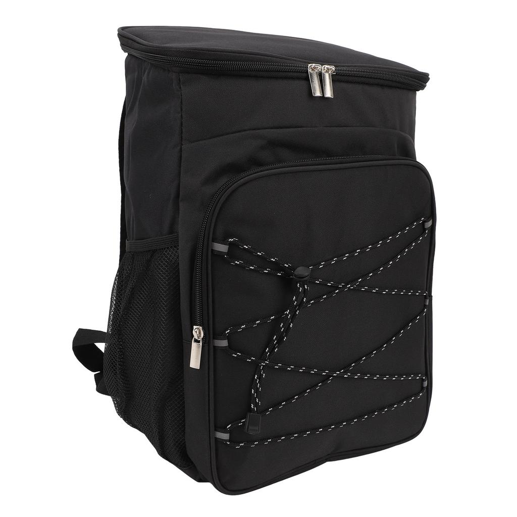 Sac à Dos Isotherme Noir Grande Capacité Résistant à l'Eau Anti-Fuite Tissu Oxford Sac à Dos Glacière
