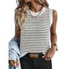 Summer New Style Women's Round-neck Sleeveless Striped Knitted Cardigan Top with Open Front Sweater