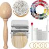 Darning Egg, Mini Darning Loom, Darning Egg Weaving Tool Set with Small Weaving Loom Kit with 14 Pcs Large Eye Needles 50 Colors Darning Thread for DI