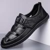 New leather sandals hollow men's hole shoes Velcro one-pedal dad shoes daily versatile casual shoes men