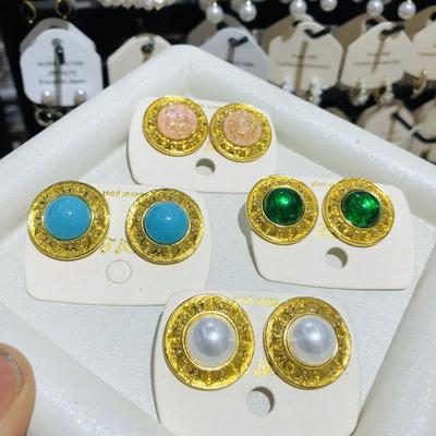 Decorative Round Earrings, Elegant and Noble Temperament Earrings for Women Medieval Vintage Earrings