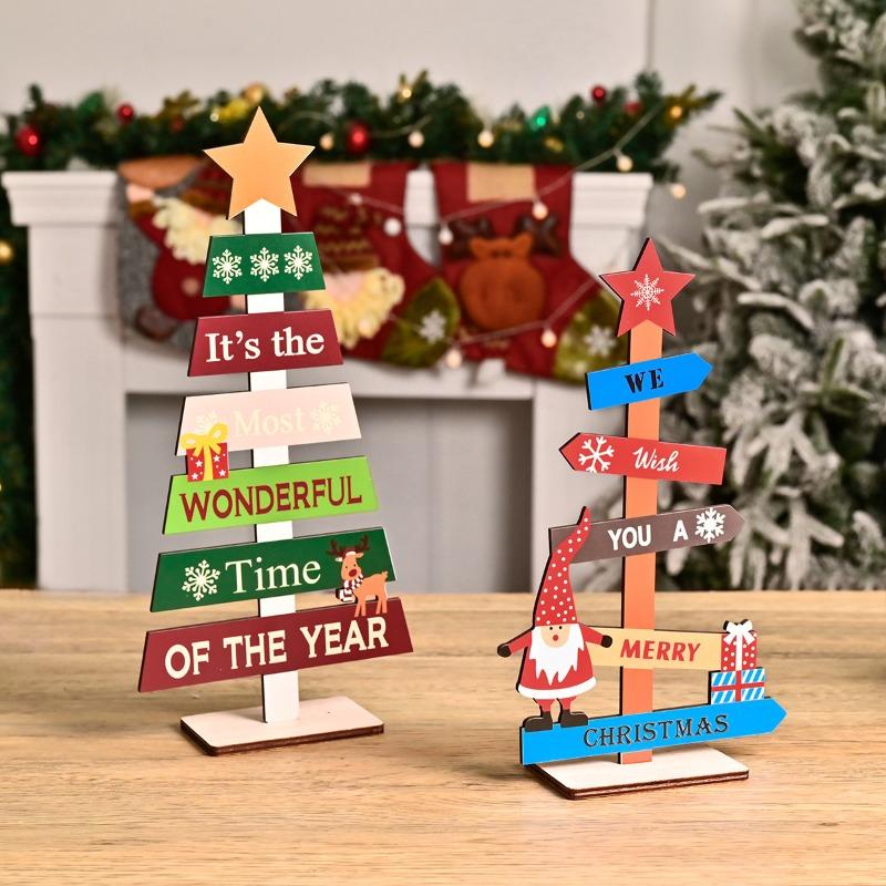 Christmas decorations Christmas tree ornaments Small tree festive table Christmas wooden ornaments